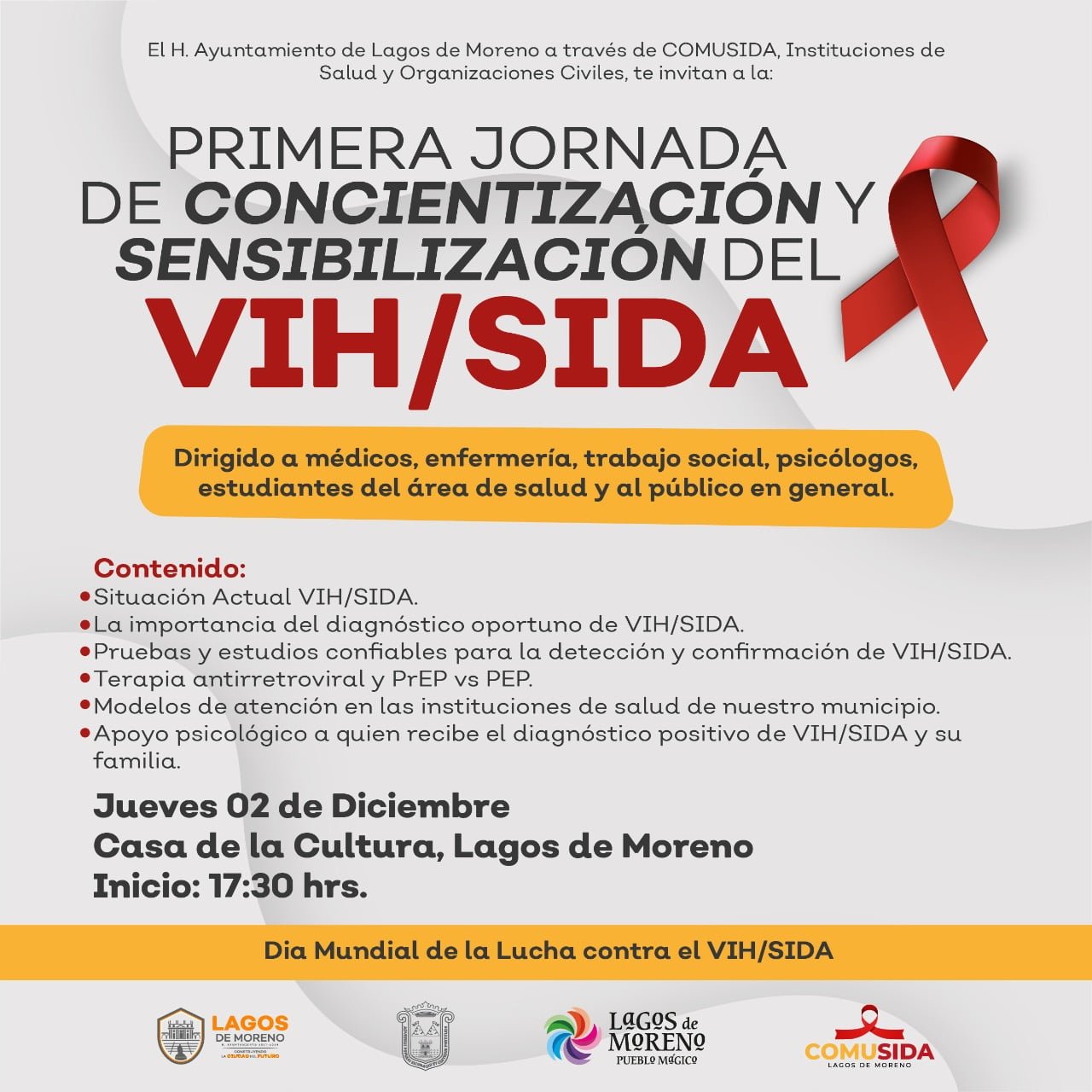 Lagos de Moreno se une a la conmemoración por el Día Mundial de Lucha contra el SIDA